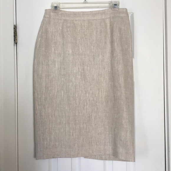 Hobbs Luxury British Fashion 100% Flax Linen Classic Pencil Skirt Natural - Picture 1 of 7